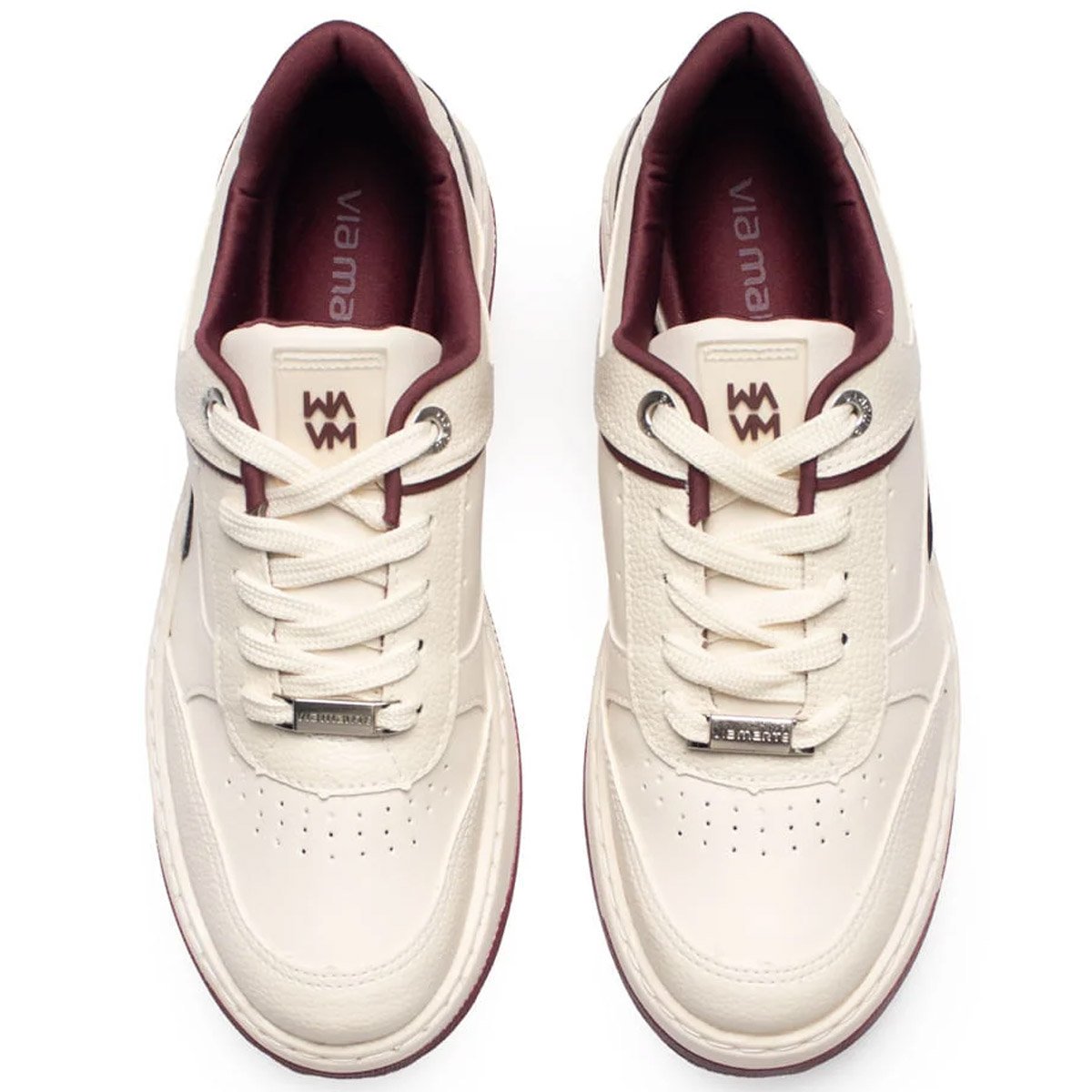 Tenis Via Marte 126-021 Feminino Marfim Marfim/Bordô 4