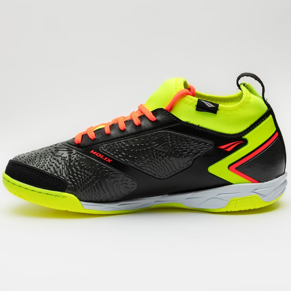 Chuteira Futsal Penalty Evolution Club LCK Y-1 Unissex Preto Preto/Coral/Amarelo 2