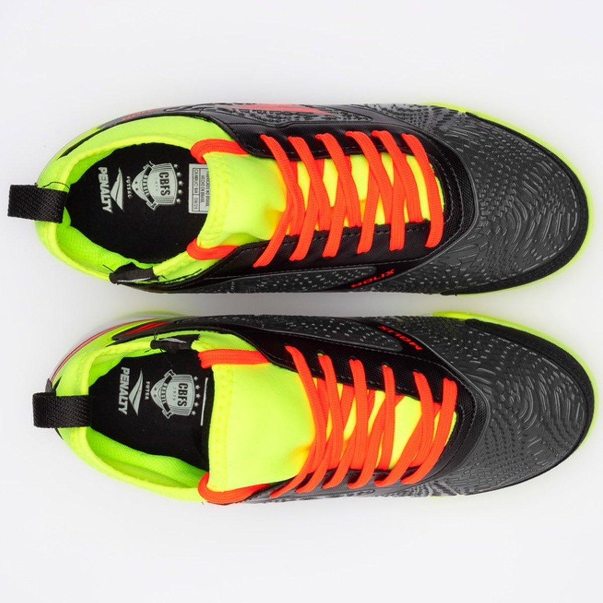 Chuteira Futsal Penalty Evolution Club LCK Y-1 Unissex Preto Preto/Coral/Amarelo 3