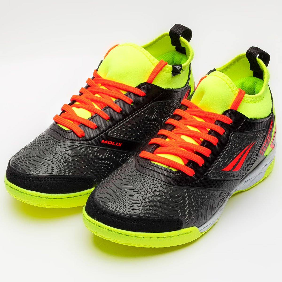 Chuteira Futsal Penalty Evolution Club LCK Y-1 Unissex Preto Preto/Coral/Amarelo 4