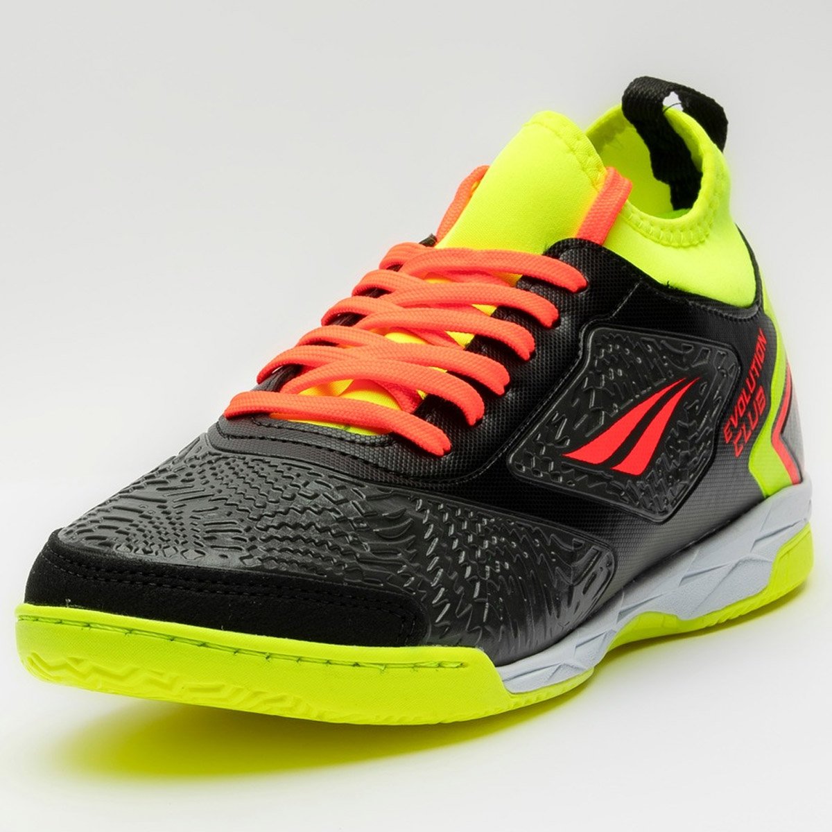 Chuteira Futsal Penalty Evolution Club LCK Y-1 Unissex Preto Preto/Coral/Amarelo 7