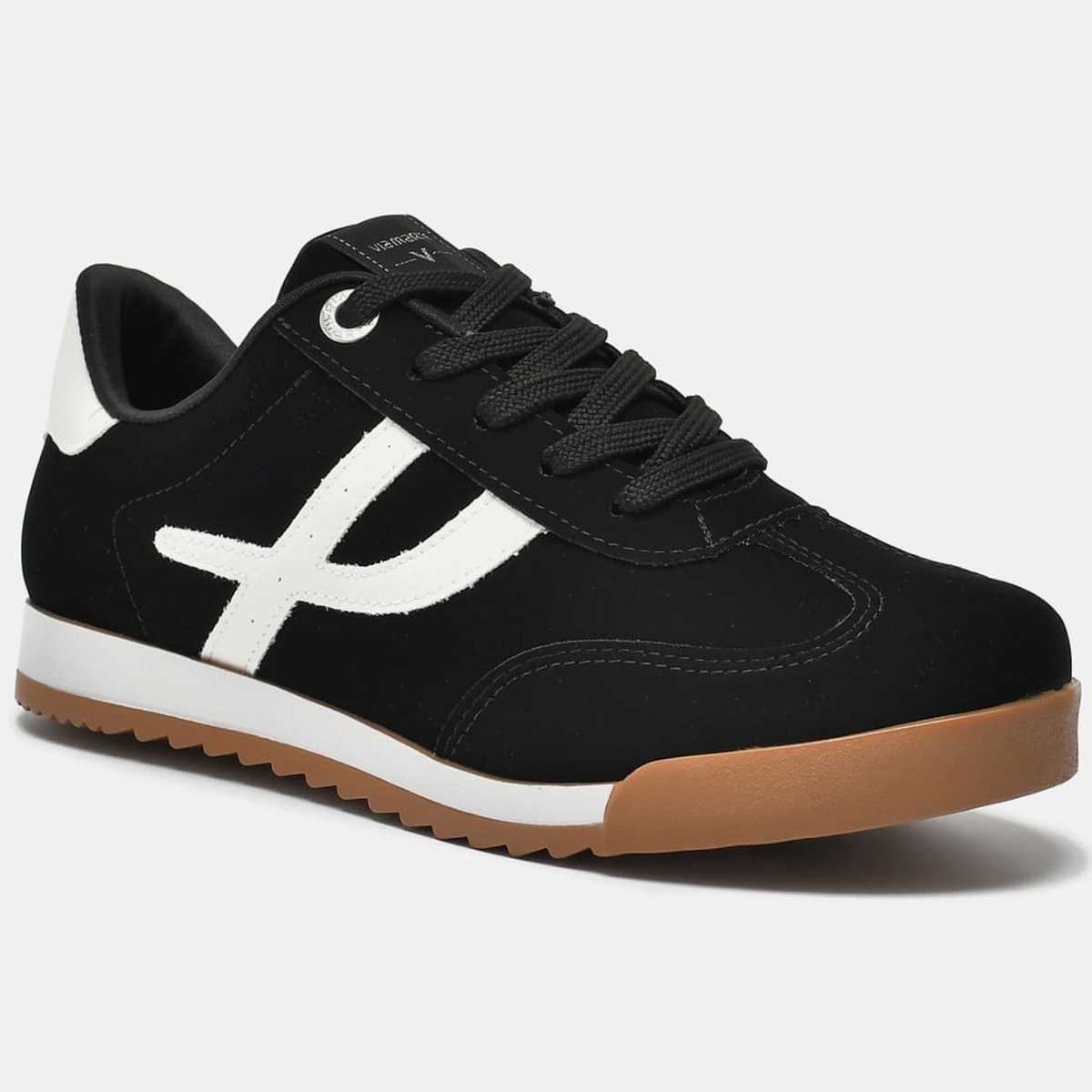 Tenis Via Marte 237-003 Feminino Preto Preto/Branco 2