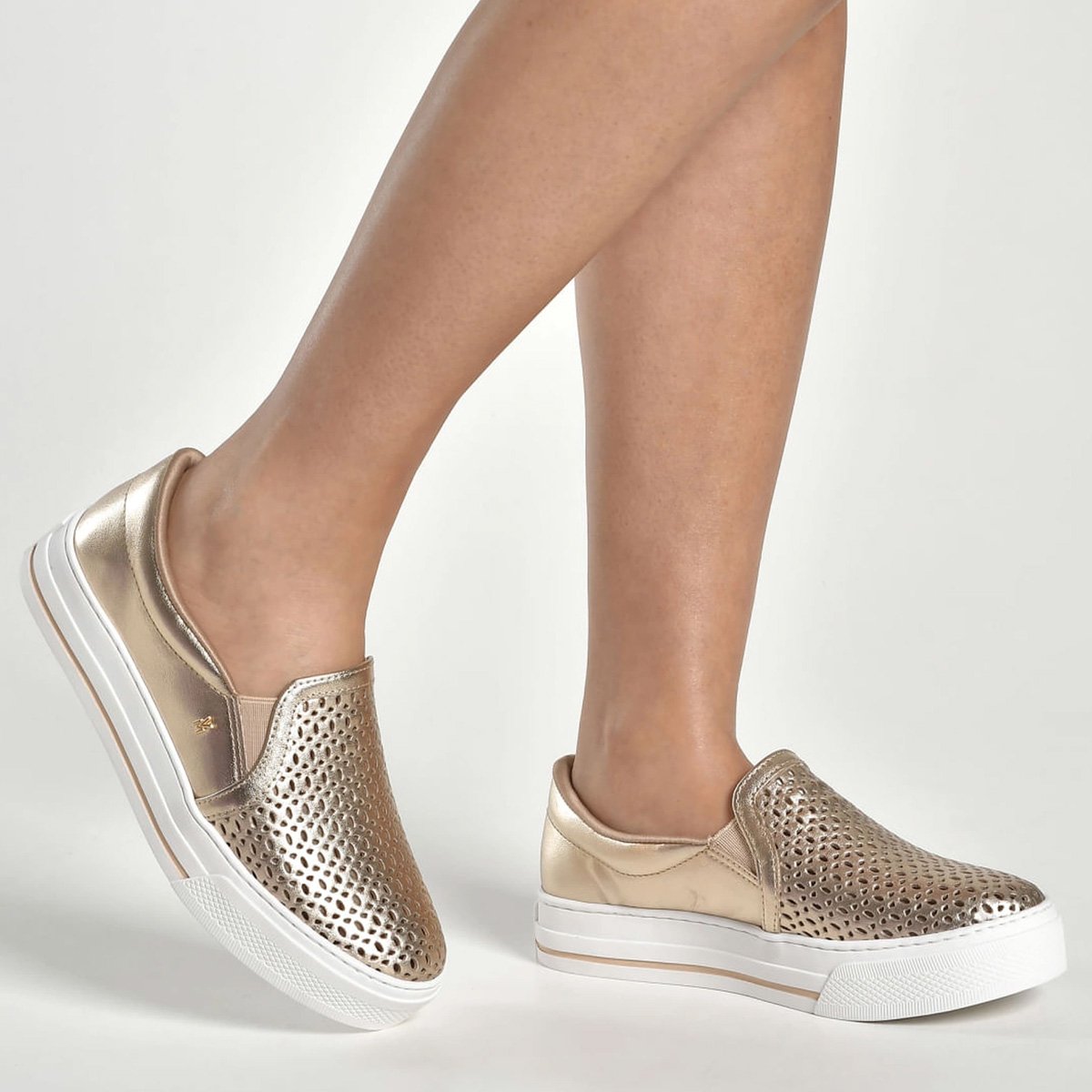 Tenis Via Marte 027-035 Feminino Gold Gold 4