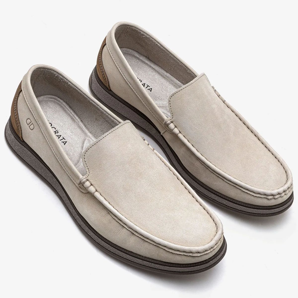 Mocassim Democrata Couro Nash Masculino Creme Bege 2