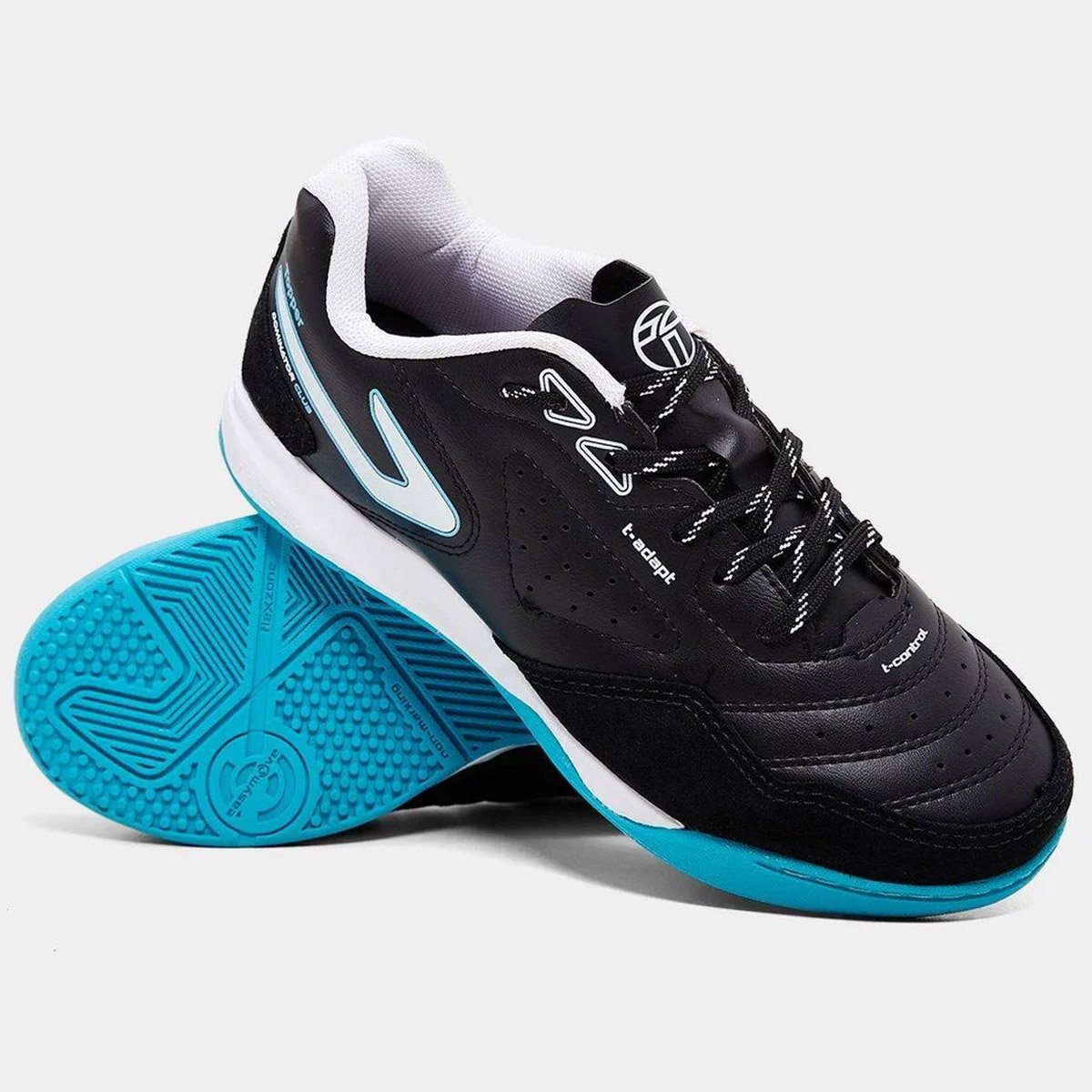 Chuteira Futsal Topper Dominator Club V Infantil Preto Preto 2