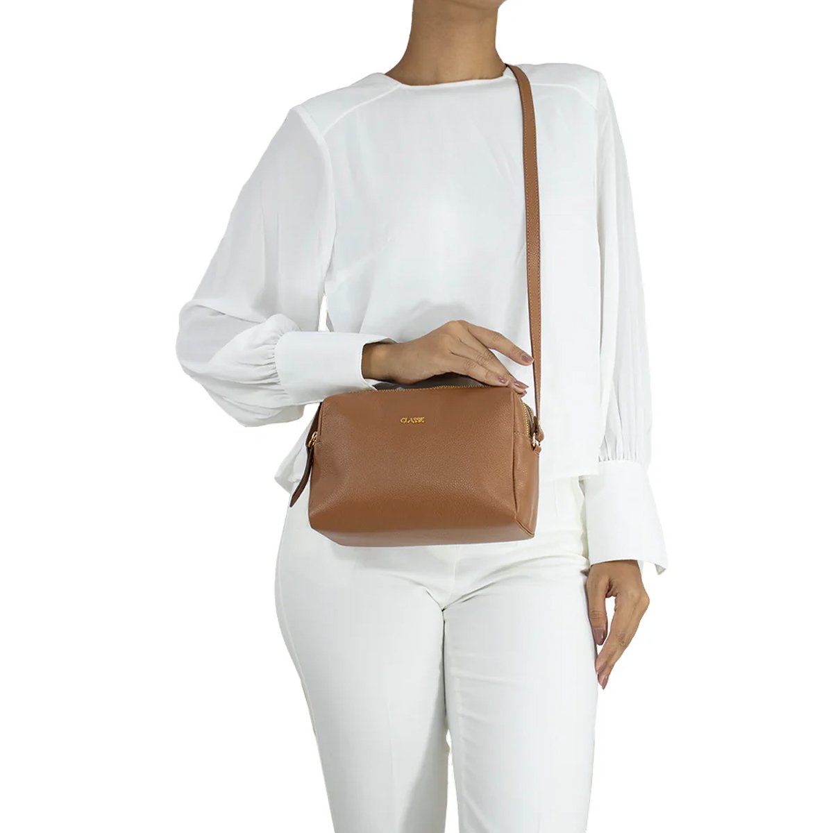 Bolsa Classe Couro Crossbody Jade Feminina Marrom Marrom 2