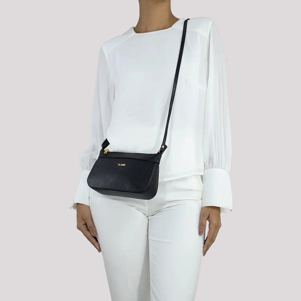 Bolsa Classe Couro Crossbody Dani Feminina Preta Preto 2