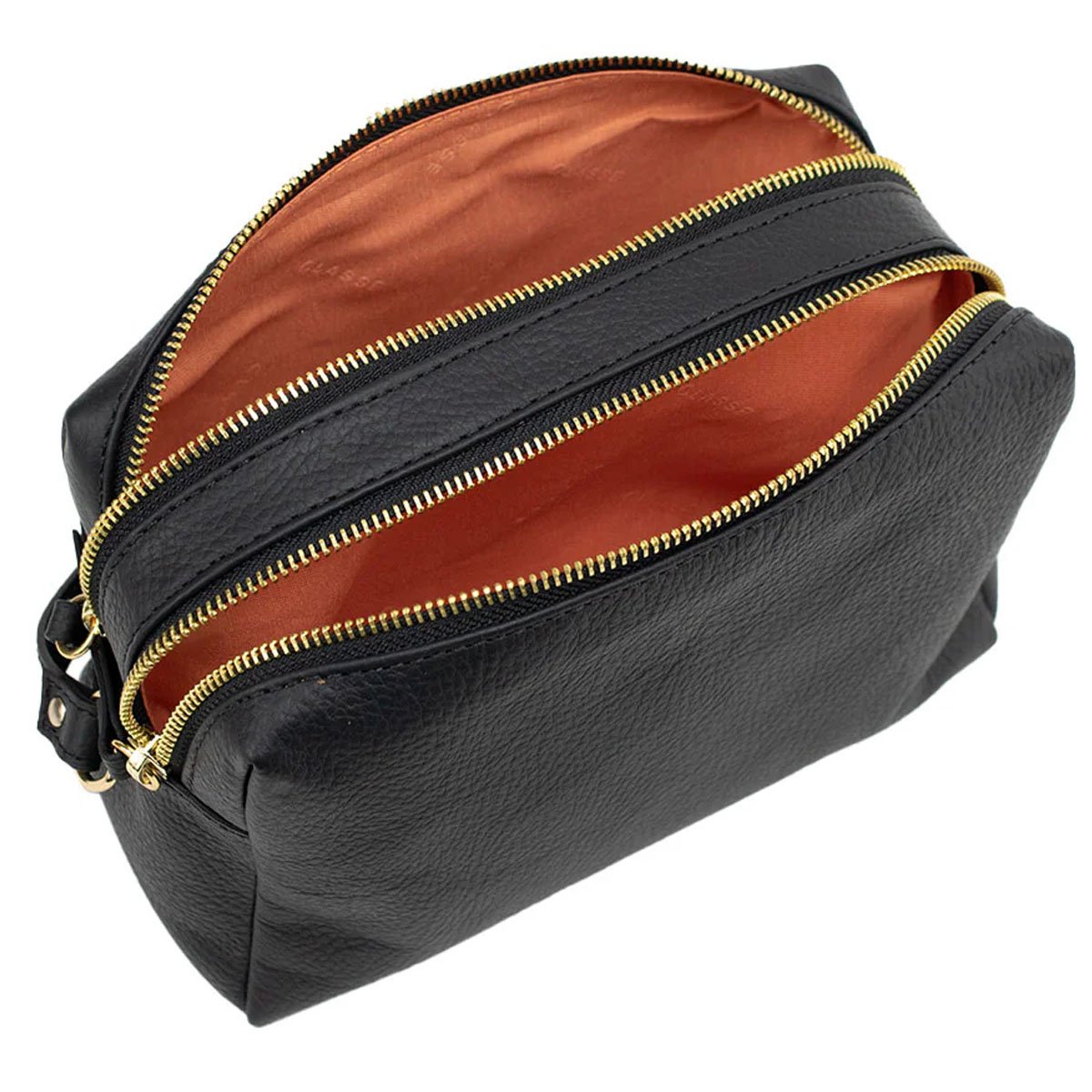 Bolsa Classe Couro Crossbody Jade Feminina Preta Preto 3