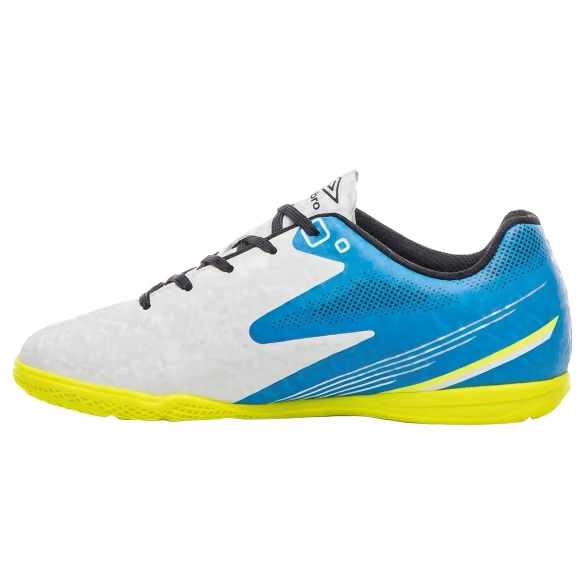 Chuteira Futsal Umbro Techno II Jr Infantil Branco Azul/Branco 2