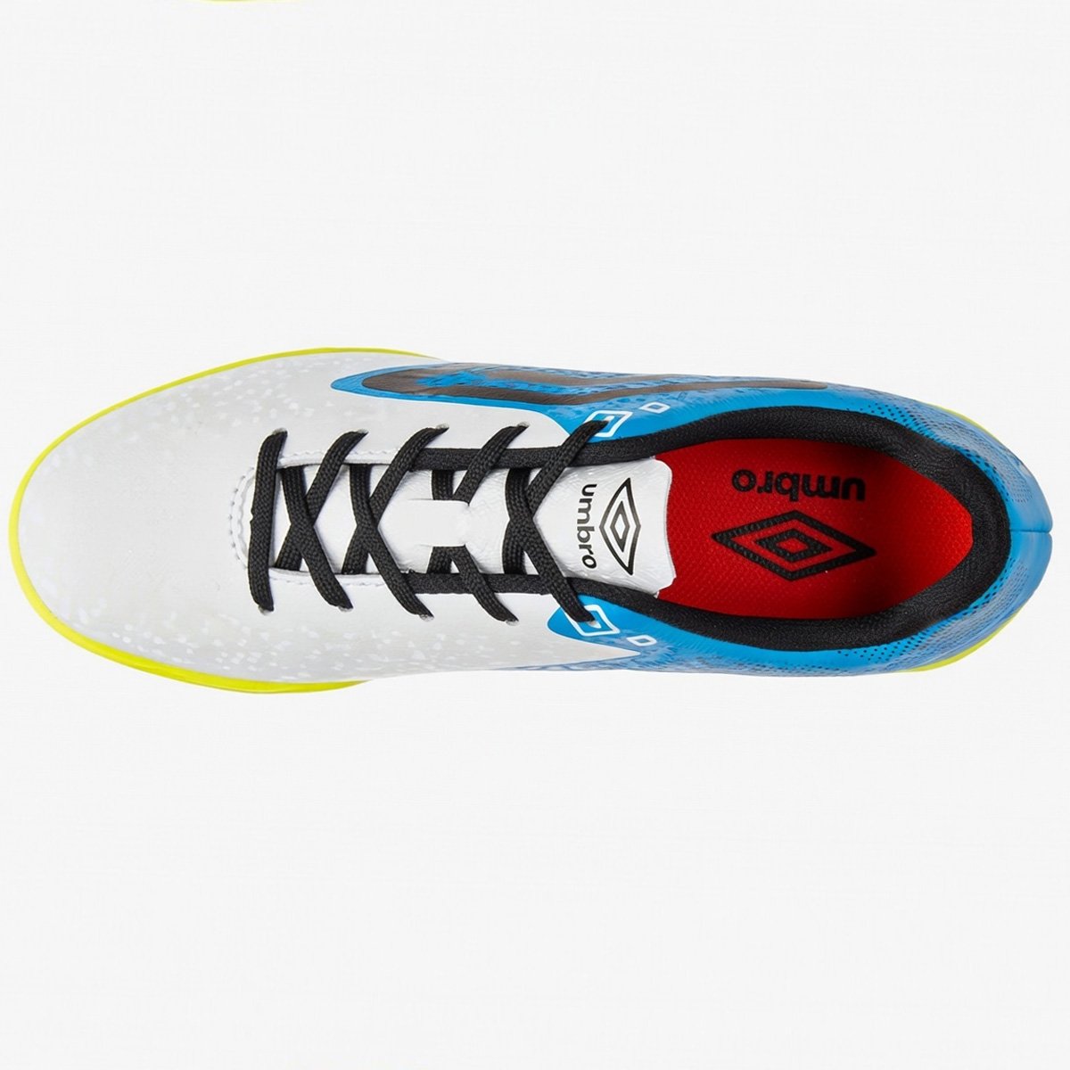 Chuteira Futsal Umbro Techno II Jr Infantil Branco Azul/Branco 3
