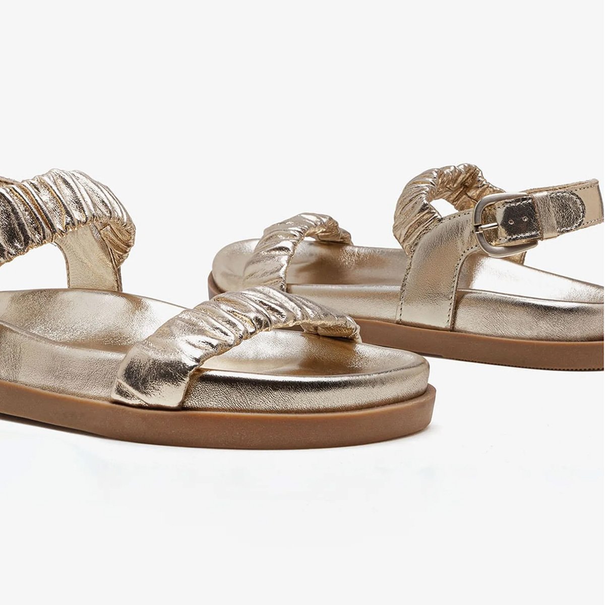 Sandalia Democrata Iris Feminino Ouro Dourado 4