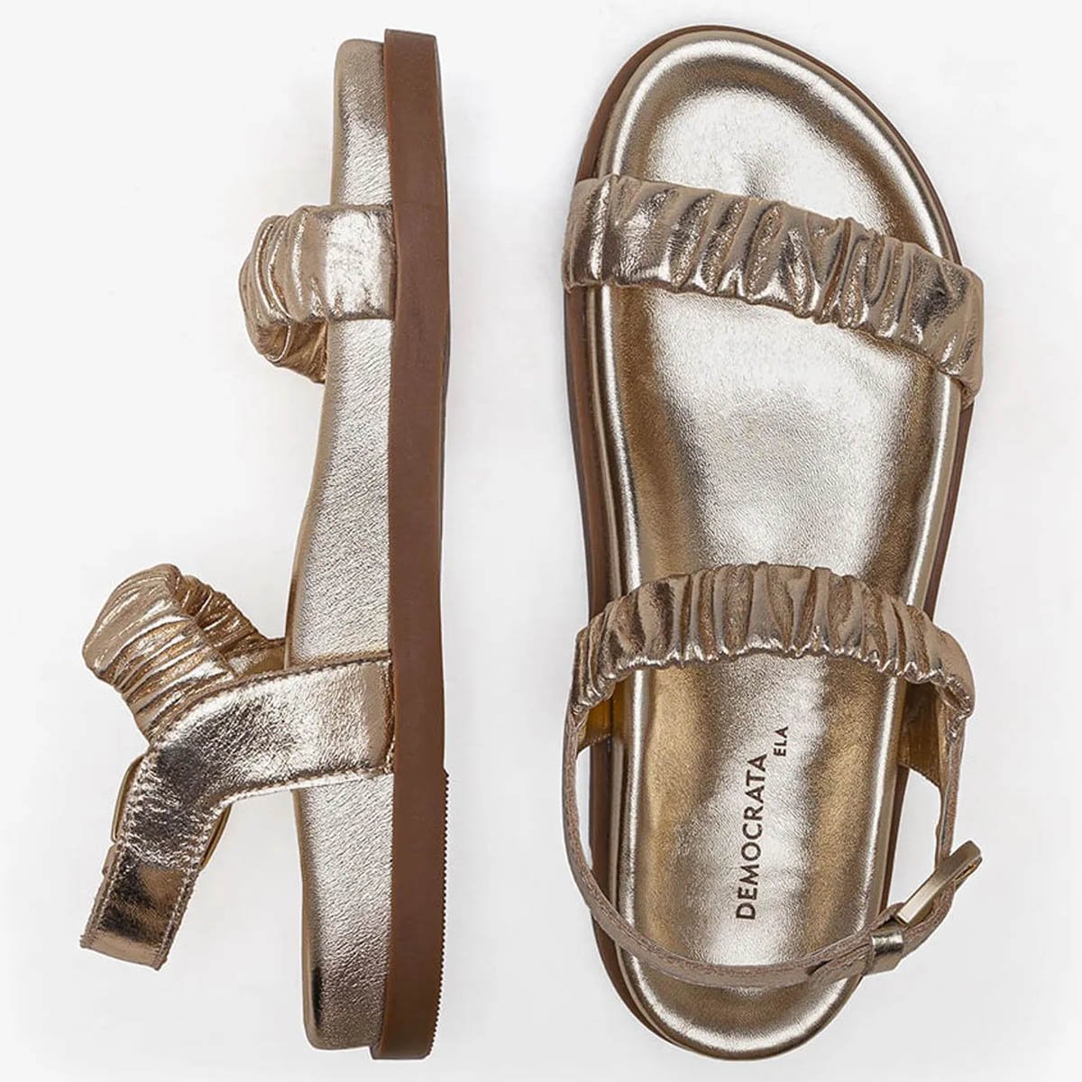 Sandalia Democrata Iris Feminino Ouro Dourado 5