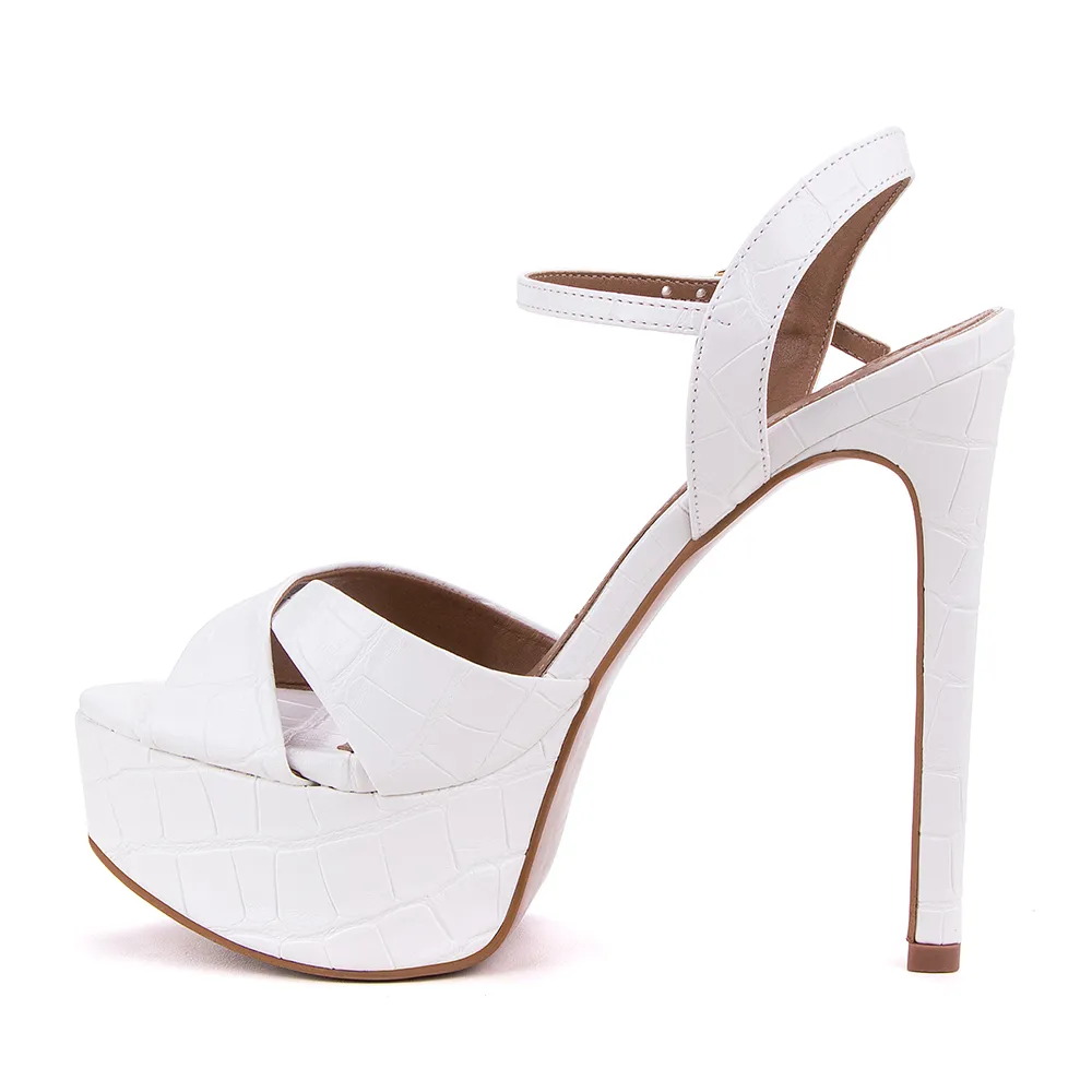 SANDÁLIA KATI DI VALENTINI NAPA CROCO Branco 2