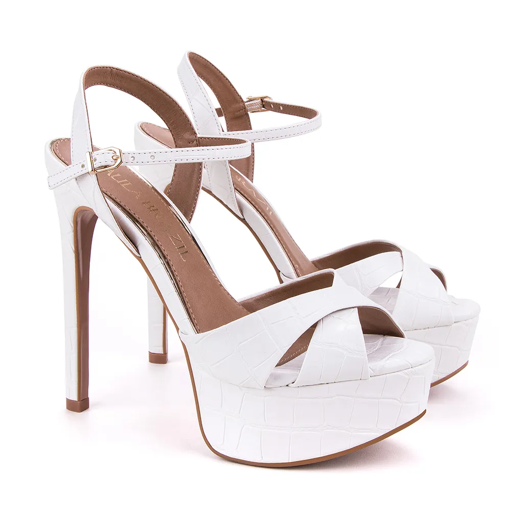 SANDÁLIA KATI DI VALENTINI NAPA CROCO Branco 3
