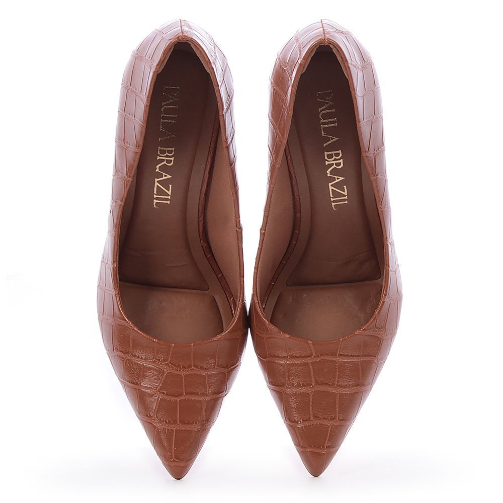 SCARPIN HELO DI VALENTINI NAPA CROCO- SOLA BEGE Marrom 4