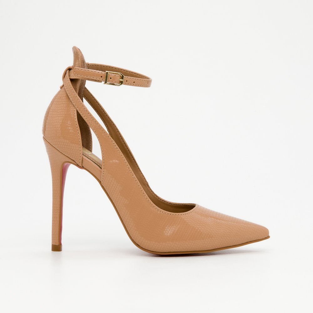 SAPATO LOLITA DI VALENTINI VERNIZ CROCO-SOLA VERMELHA Nude 1