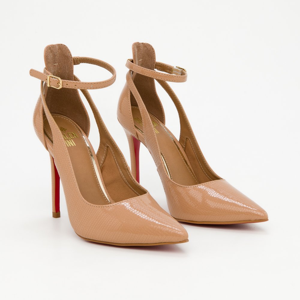 SAPATO LOLITA DI VALENTINI VERNIZ CROCO-SOLA VERMELHA Nude 4