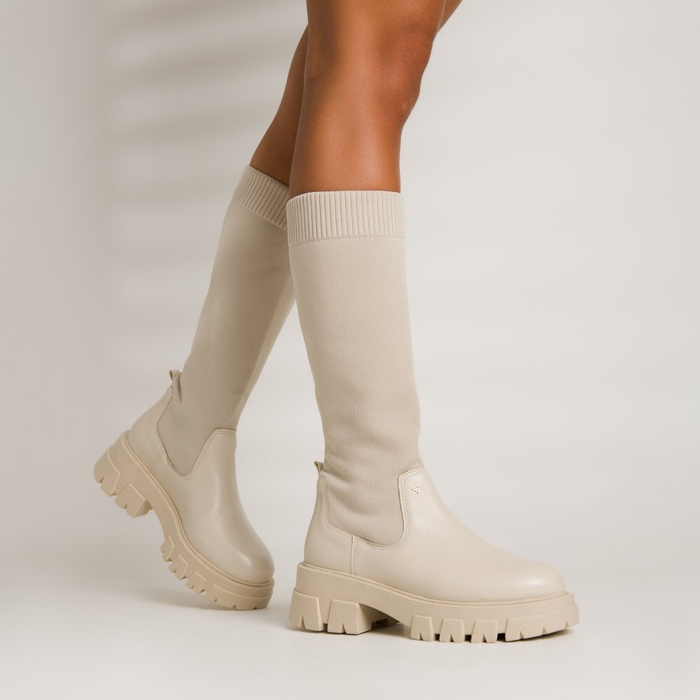 BOTA MEIA  ANTONELA DI VALENTINI COURO Off White 2