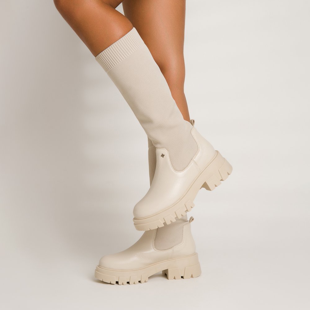 BOTA MEIA  ANTONELA DI VALENTINI COURO Off White 3