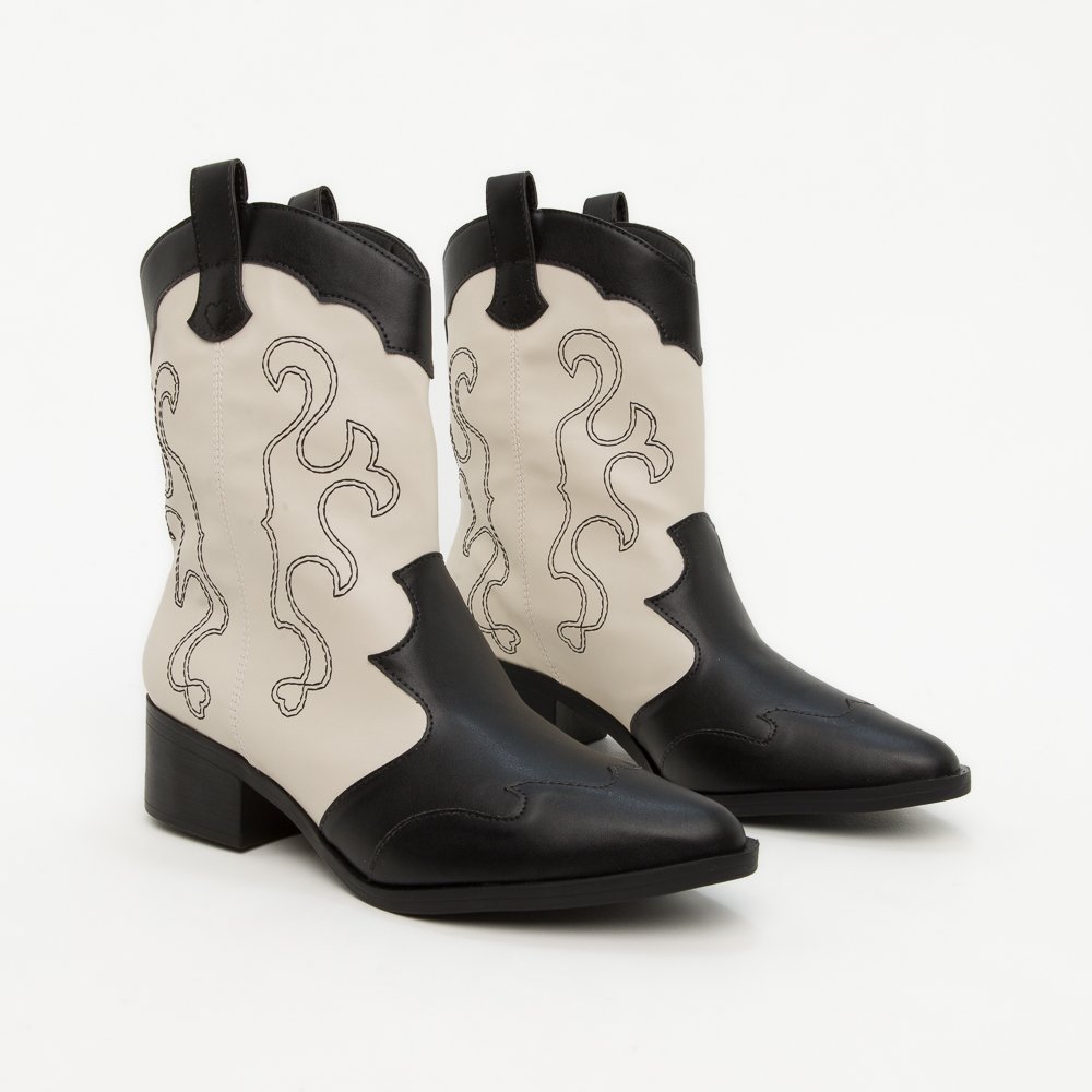 BOTA COUNTRY MARIANA DI VALENTINI NAPA Preto/Off White 4