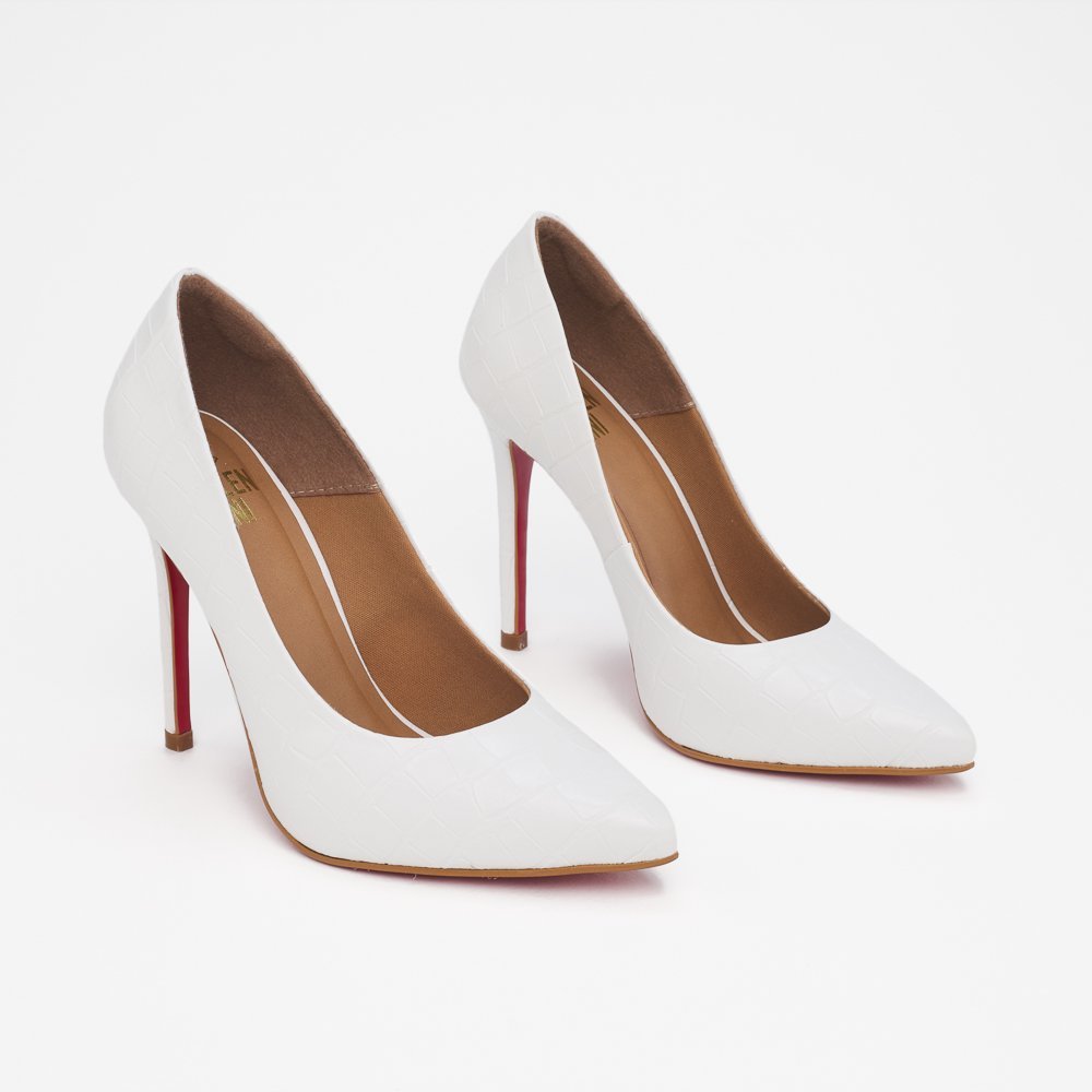 SCARPIN HELO DI VALENTINI NAPA CROCO- SOLA VERMELHA Branco 3