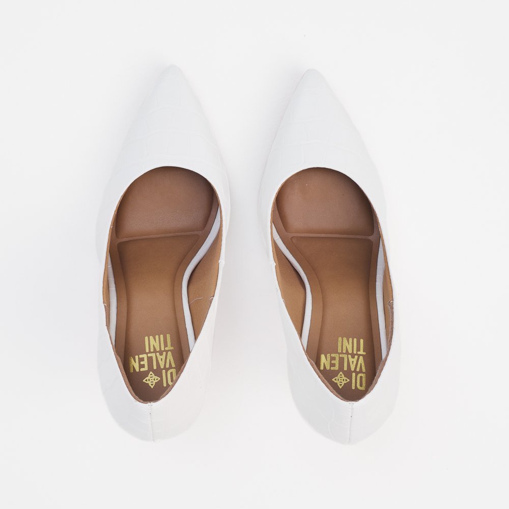 SCARPIN HELO DI VALENTINI NAPA CROCO- SOLA VERMELHA Branco 5