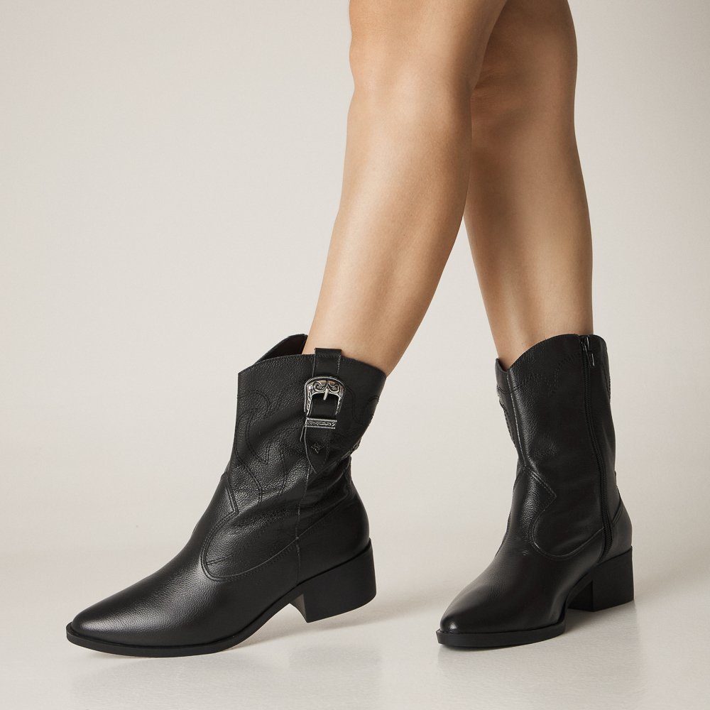BOTA BEATRIZ DI VALENTINI COURO Preto 2