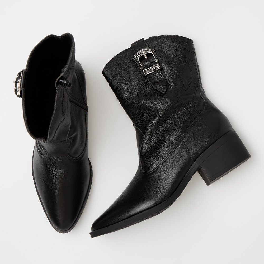 BOTA BEATRIZ DI VALENTINI COURO Preto 3