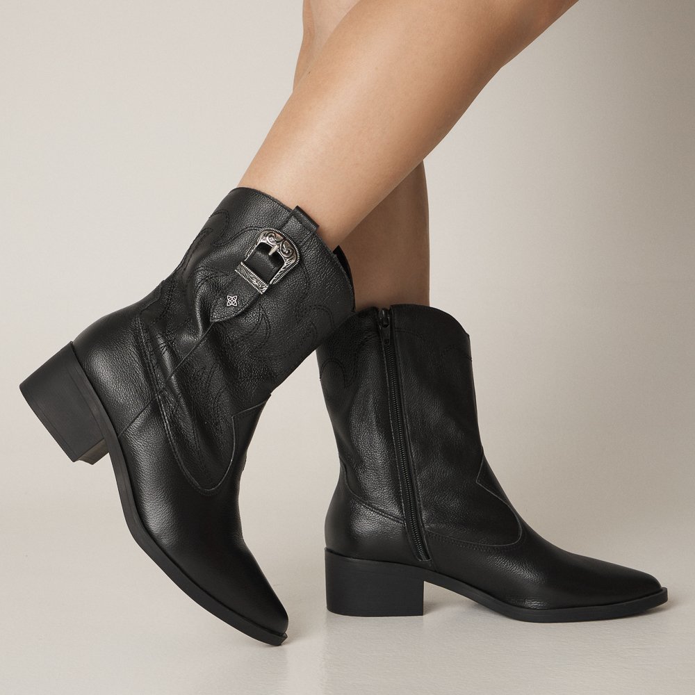 BOTA BEATRIZ DI VALENTINI COURO Preto 4
