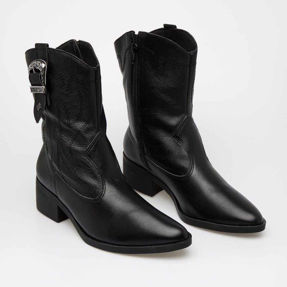 BOTA BEATRIZ DI VALENTINI COURO Preto 6