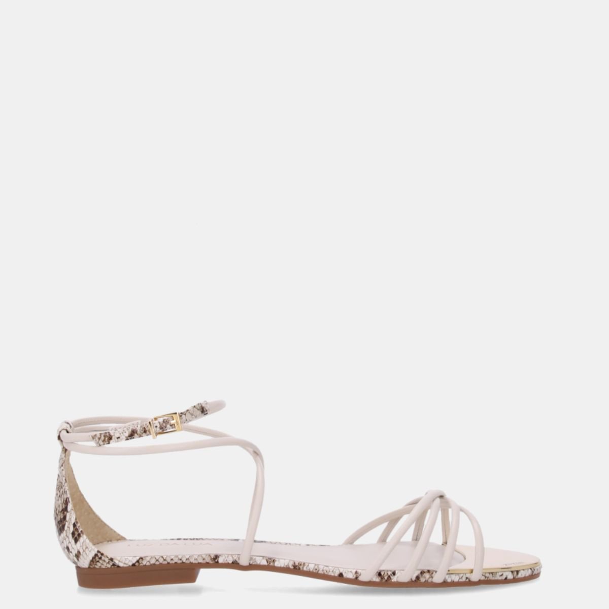 Sandalia Rasteira Luz da Lua Snake Panna - 53120038 Branco/Animal Print 4