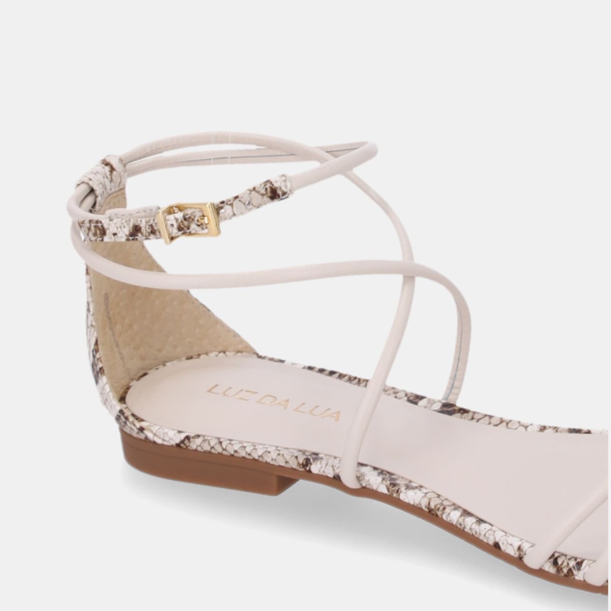 Sandalia Rasteira Luz da Lua Snake Panna - 53120038 Branco/Animal Print 2
