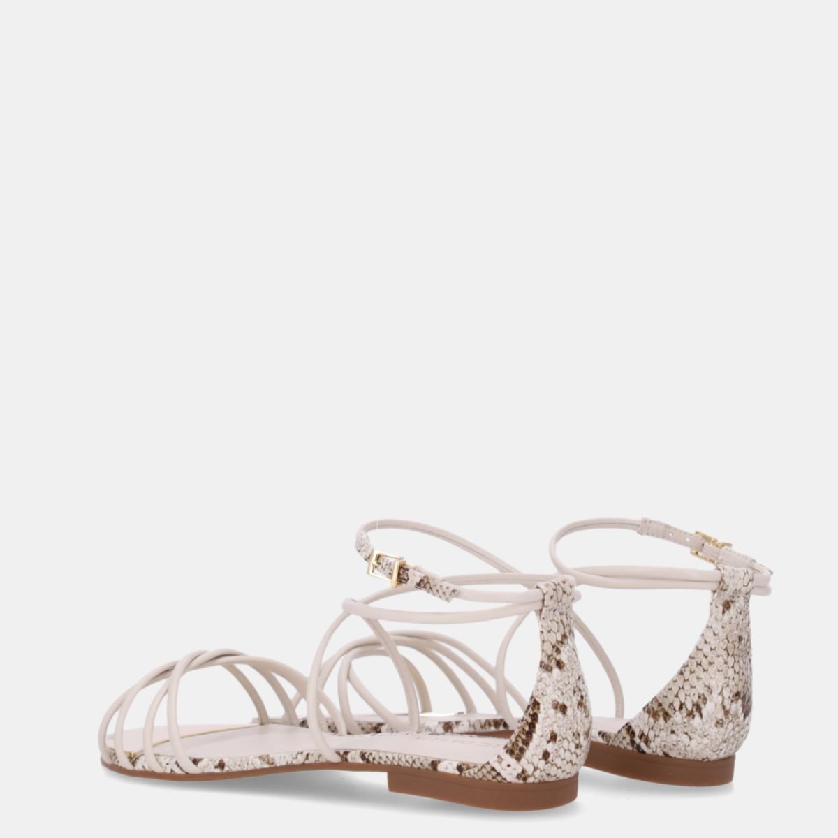 Sandalia Rasteira Luz da Lua Snake Panna - 53120038 Branco/Animal Print 3