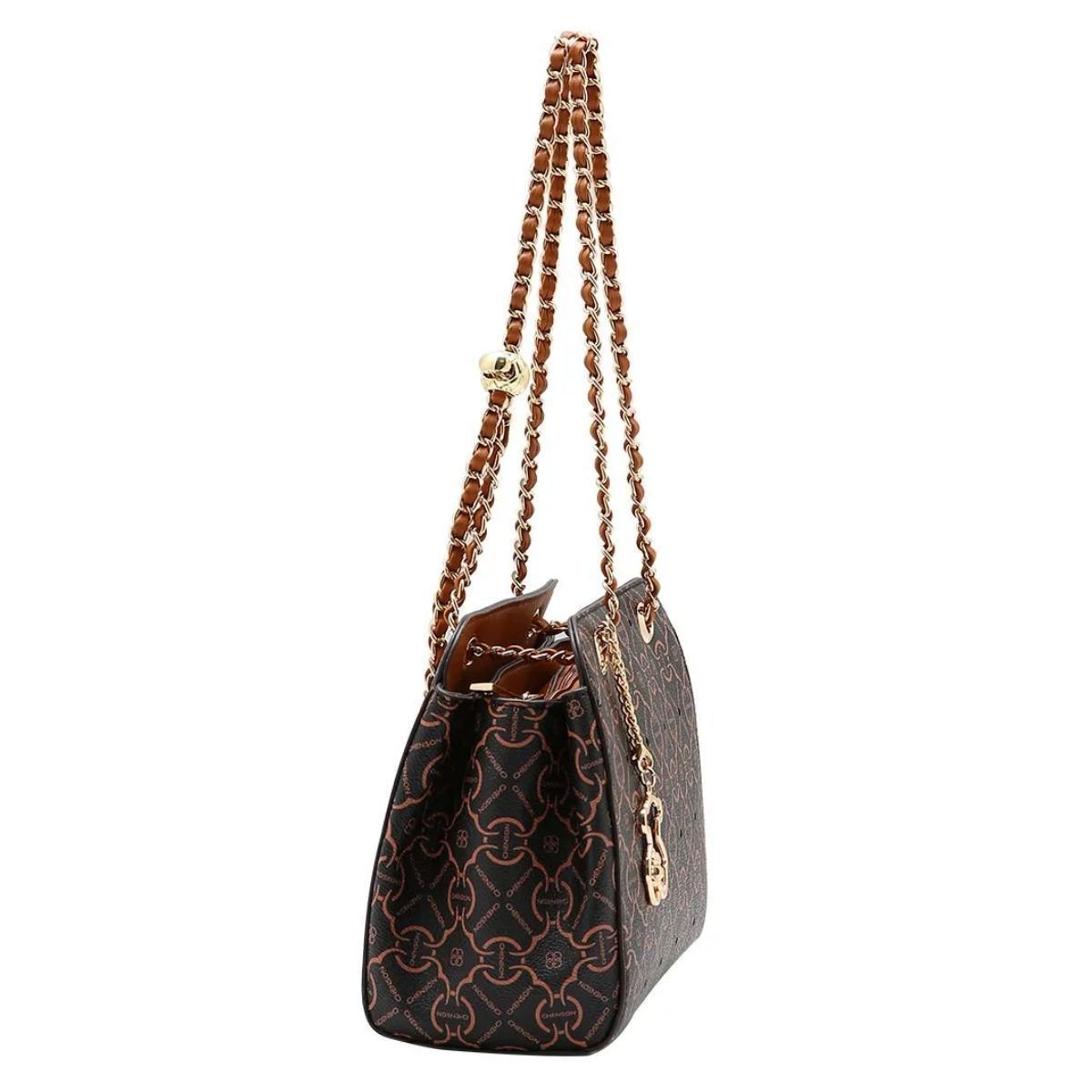 Chenson Bolsa Classic Cristal para Ombro Café 2