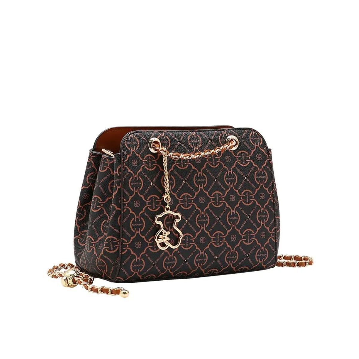 Chenson Bolsa Classic Cristal para Ombro Café 4