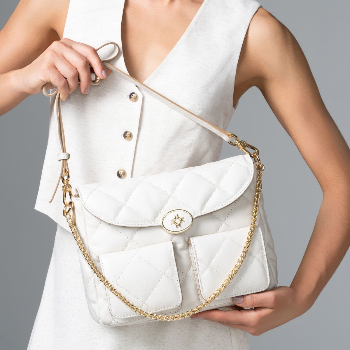 Bolsa Luz da Lua Satchel Media Saara Panna - 2000697 Branco 2