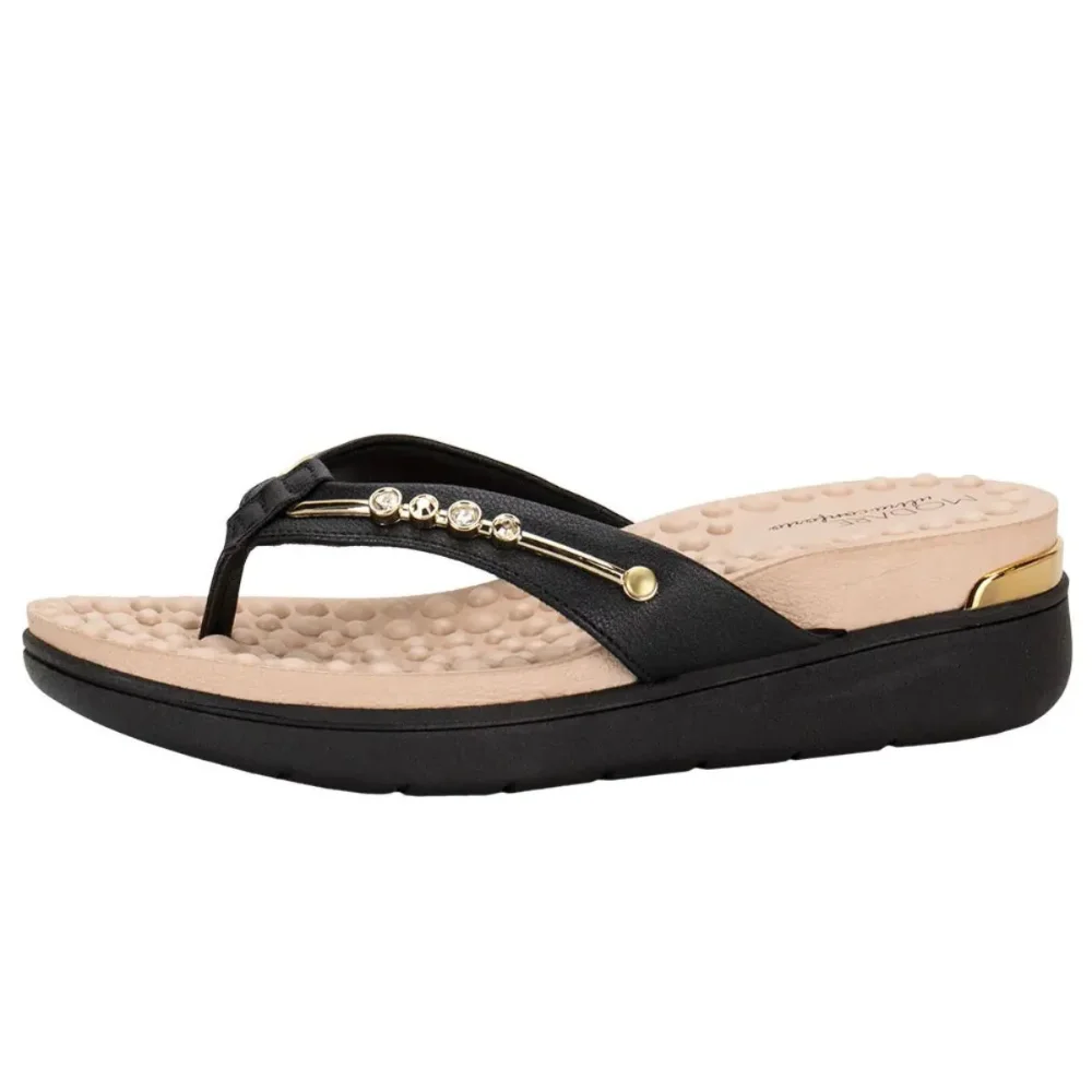 Chinelo Feminino Modare Preto De Dedo Brilho Confortavel Preto 4