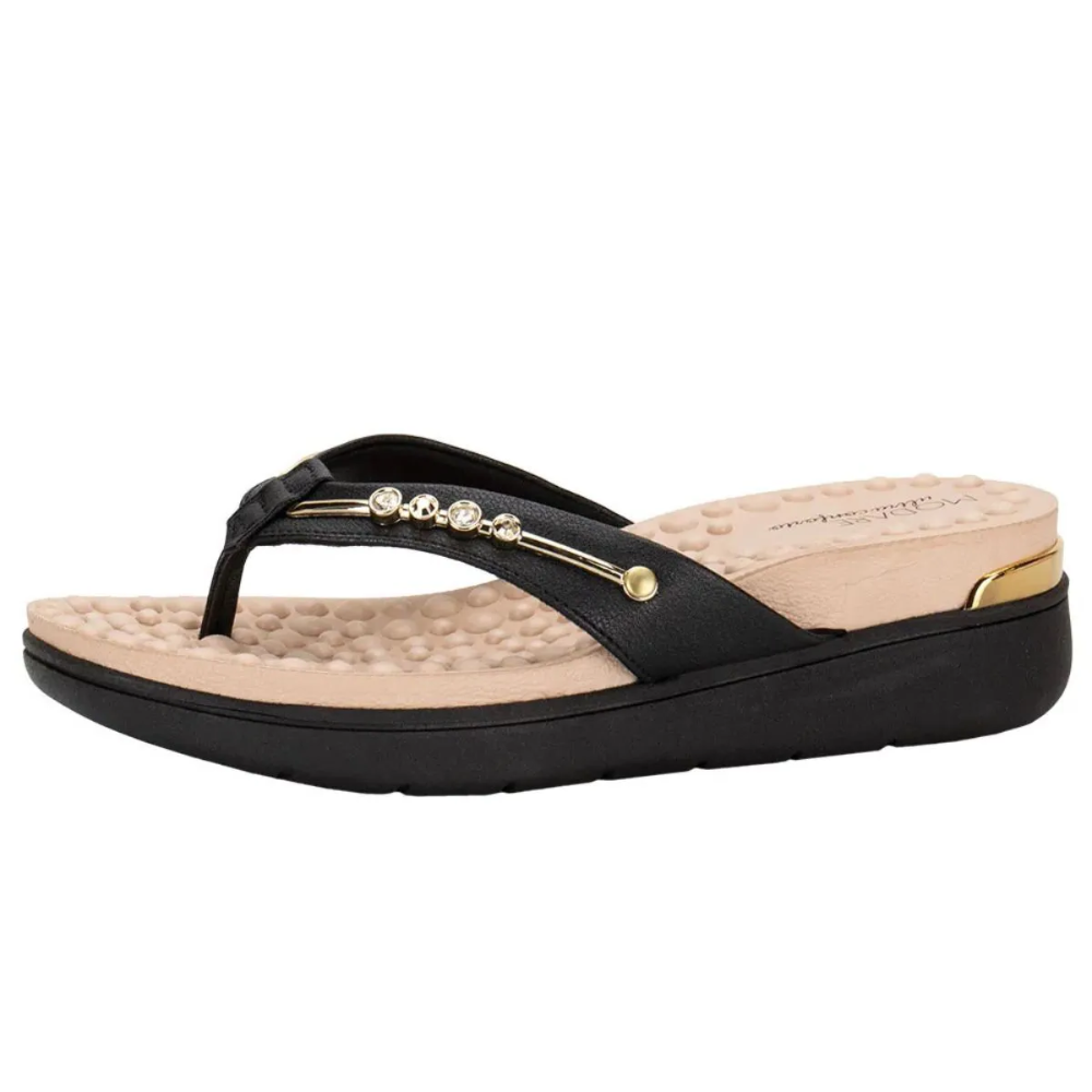 Chinelo Feminino Modare Preto De Dedo Brilho Confortavel Preto 4