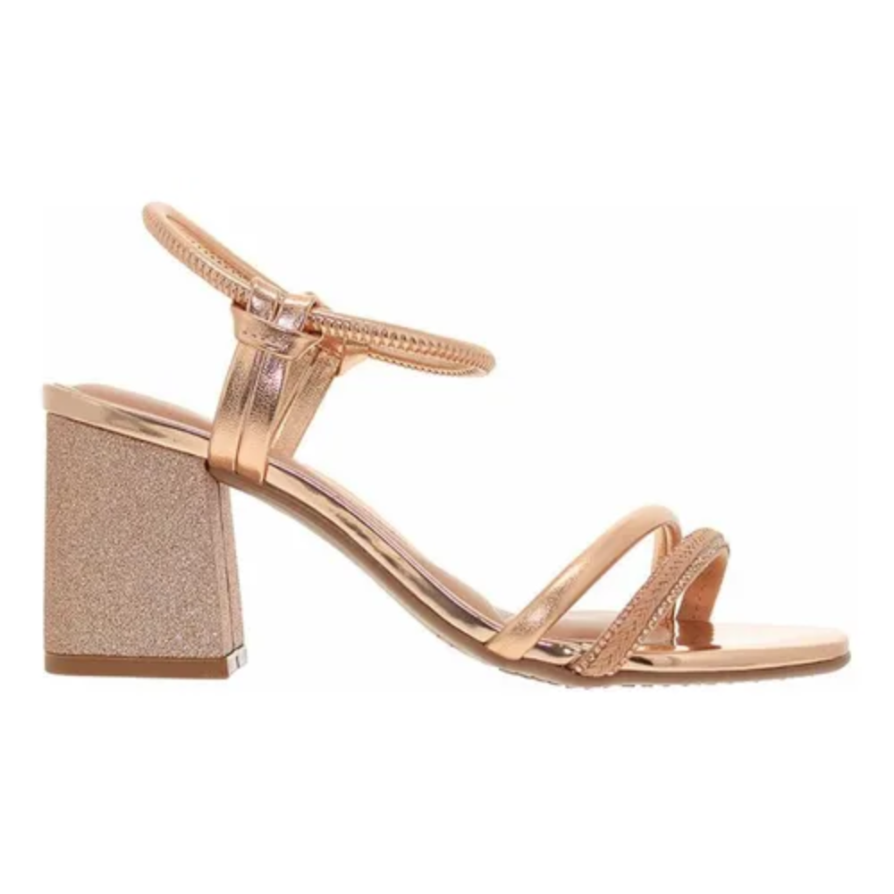 Sandalia Beira Rio Ouro Rosado Salto Bloco com Strass Ouro Rosado/Silver 4