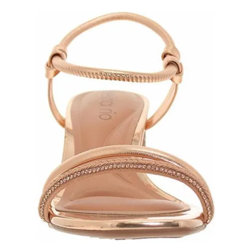 Sandalia Beira Rio Ouro Rosado Salto Bloco com Strass Ouro Rosado/Silver 5