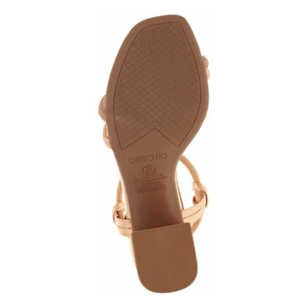 Sandalia Beira Rio Ouro Rosado Salto Bloco com Strass Ouro Rosado/Silver 6