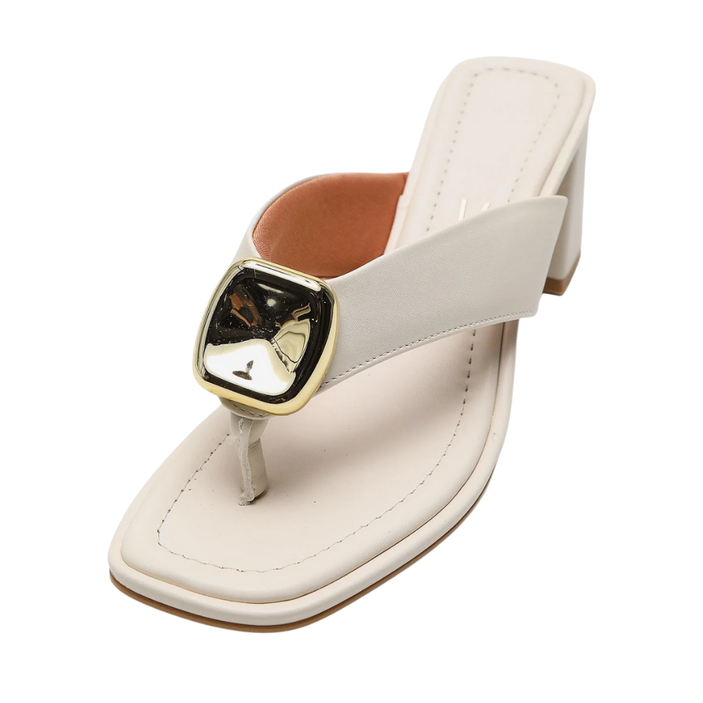 Tamanco Vizzano Feminino Branco Off Salto Bloco Conforto Branco Off 2