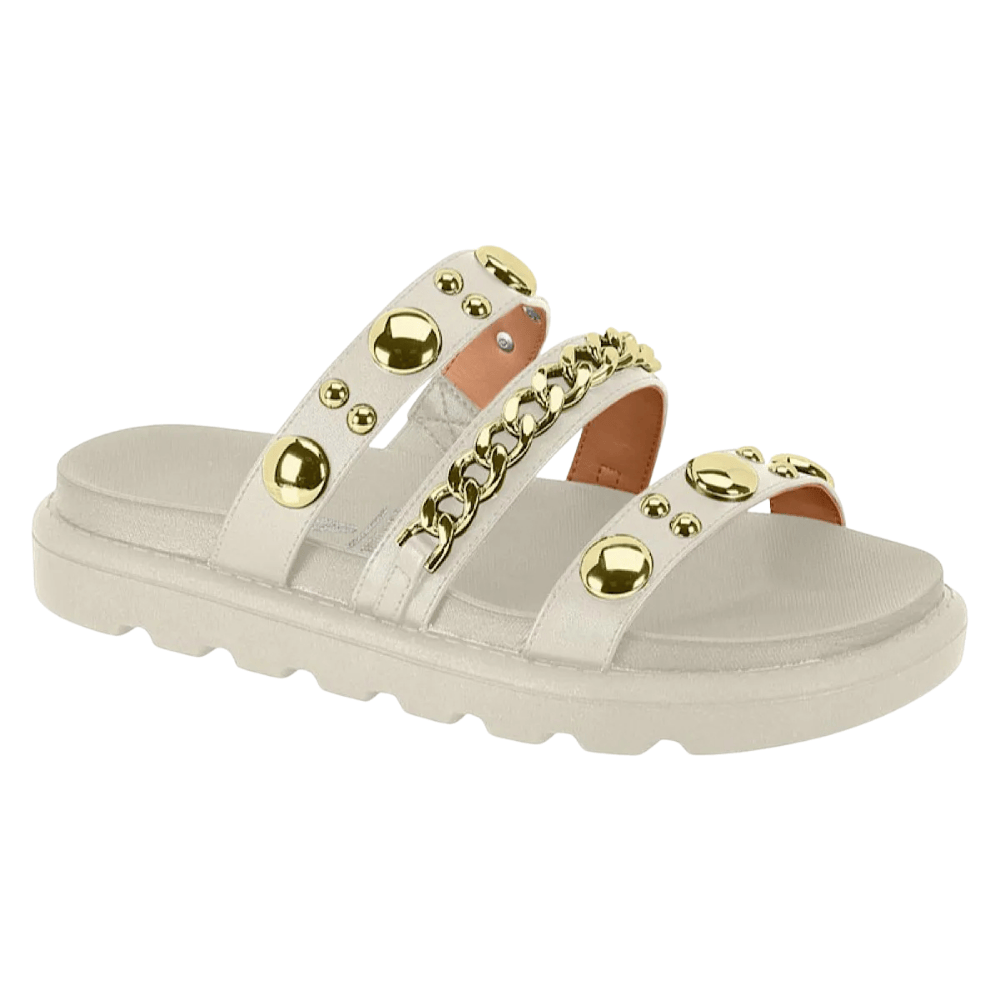 Tamanco Vizzano Feminino Branco Off Tratorado Pedraria