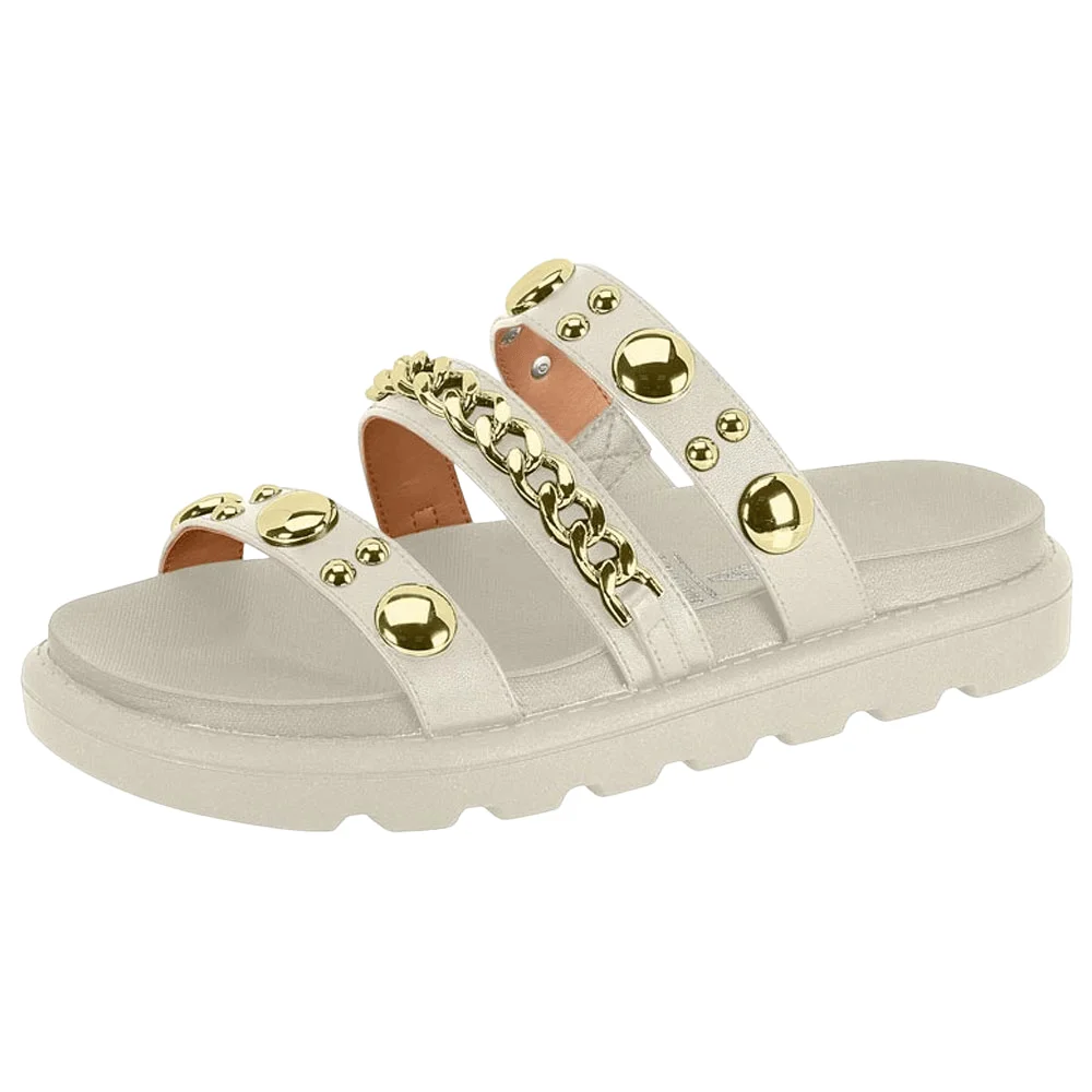 Tamanco Vizzano Feminino Branco Off Tratorado Pedraria Branco Off 2