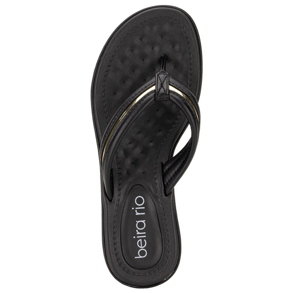 Tamanco Beira Rio Preto Dourado Pele Stretch Confortavel Preto/Dourado 3
