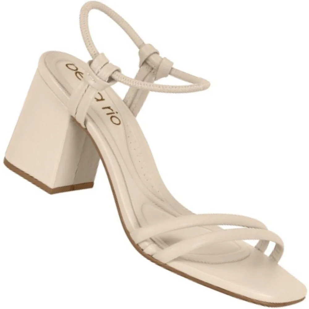 Sandalia Beira Rio Feminina Preta Salto Bloco Conforto Creme 6