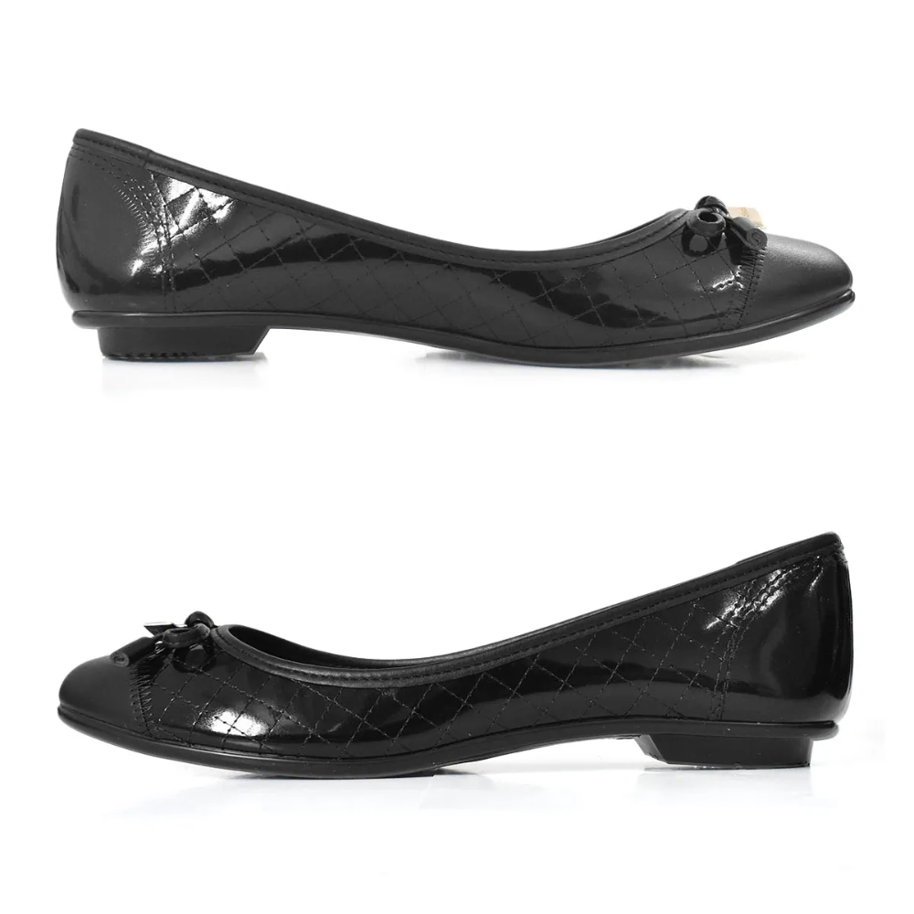 Sapatilha Feminina Moleca Preto Verniz Bico Redondo Laco Preto 4