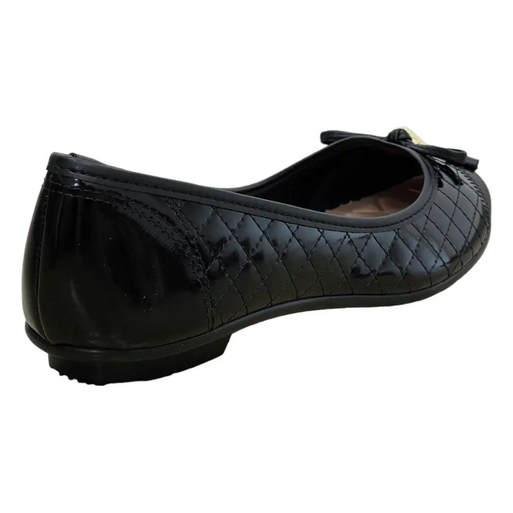 Sapatilha Feminina Moleca Preto Verniz Bico Redondo Laco Preto 5