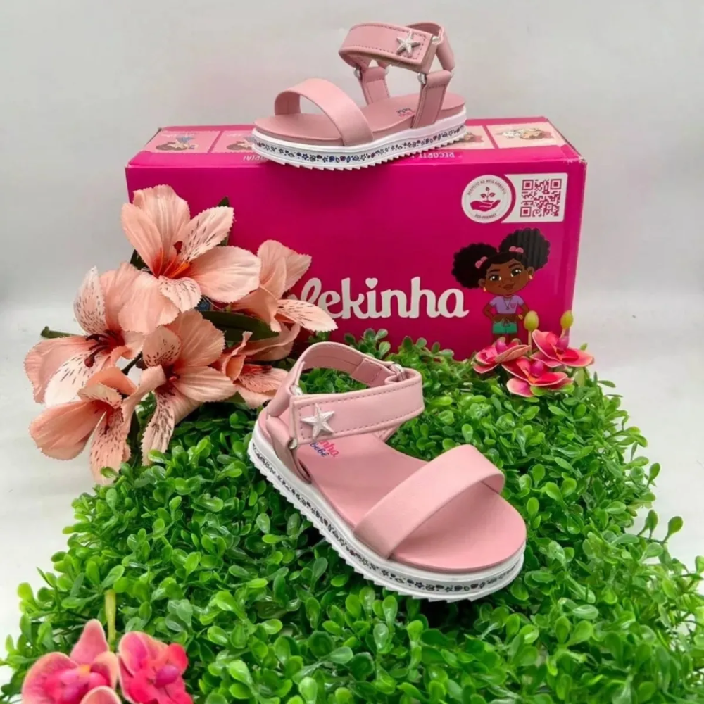 Sandalia Molekinha Estrela Rosa Conforto e Estilo Rosa 2