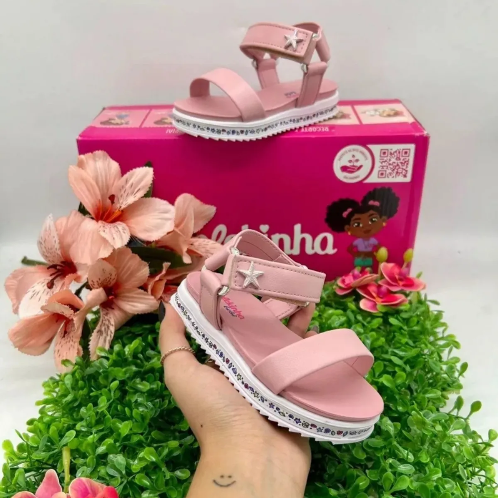 Sandalia Molekinha Estrela Rosa Conforto e Estilo Rosa 5